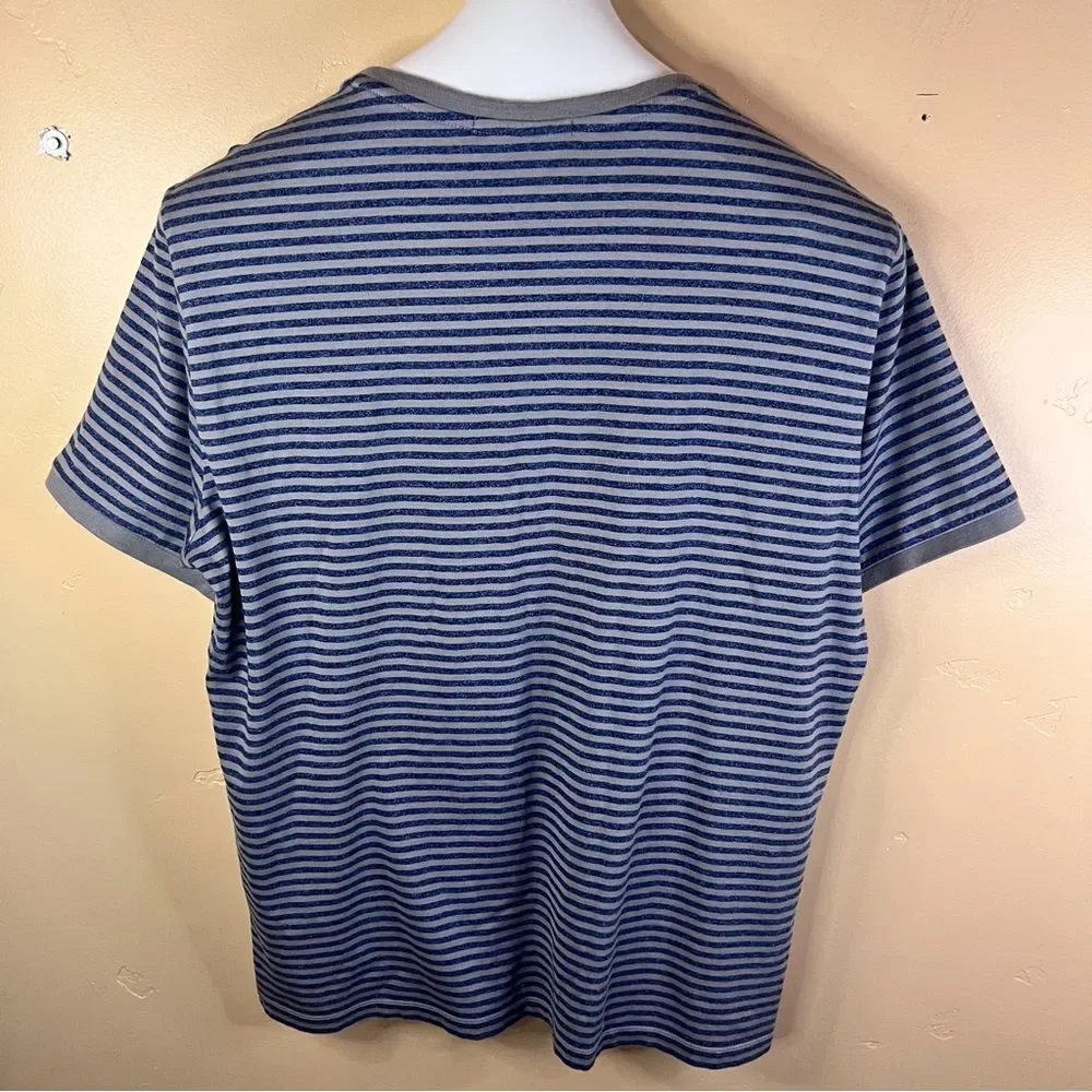 Robert Barakett‎ Mens Striped Cotton Tee Size Large Preppy Country Club Comfy